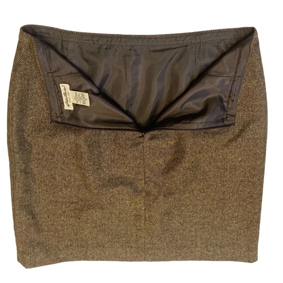 Eddie Bauer Brown Tweed Wool Silk Blend Lined Mini Skirt Size 10 - Picture 3 of 7